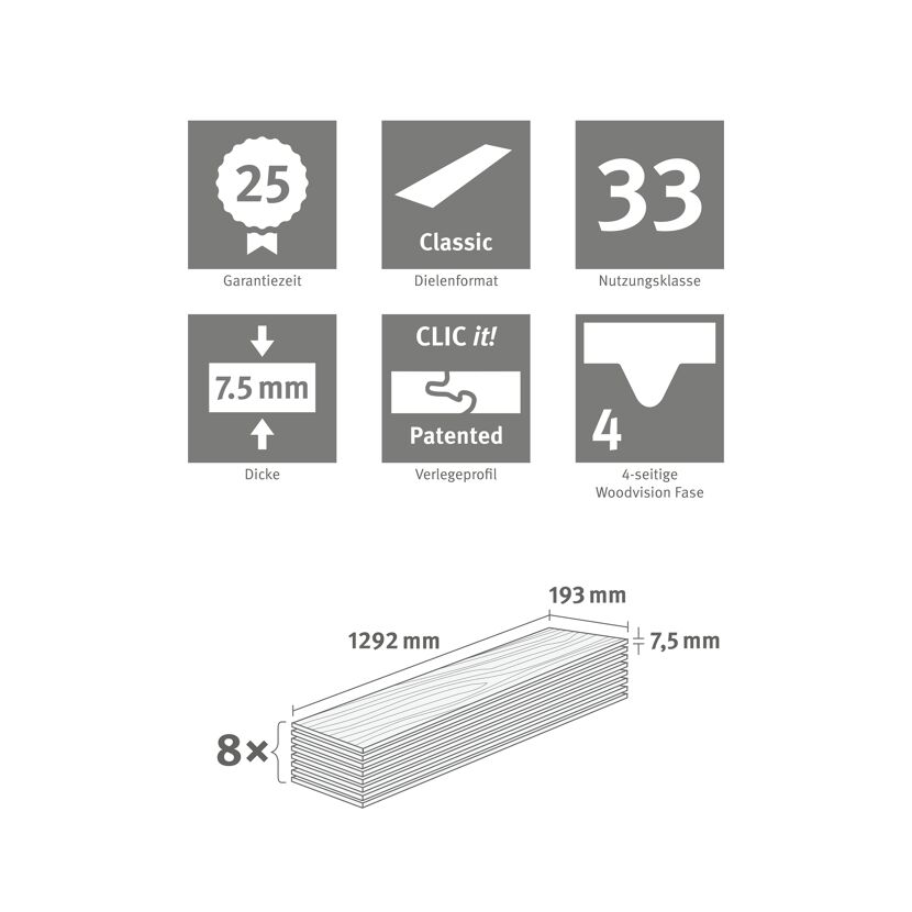 Designboden 'GreenTec' ED7002 Victoria Eiche hellbraun 7,5 mm