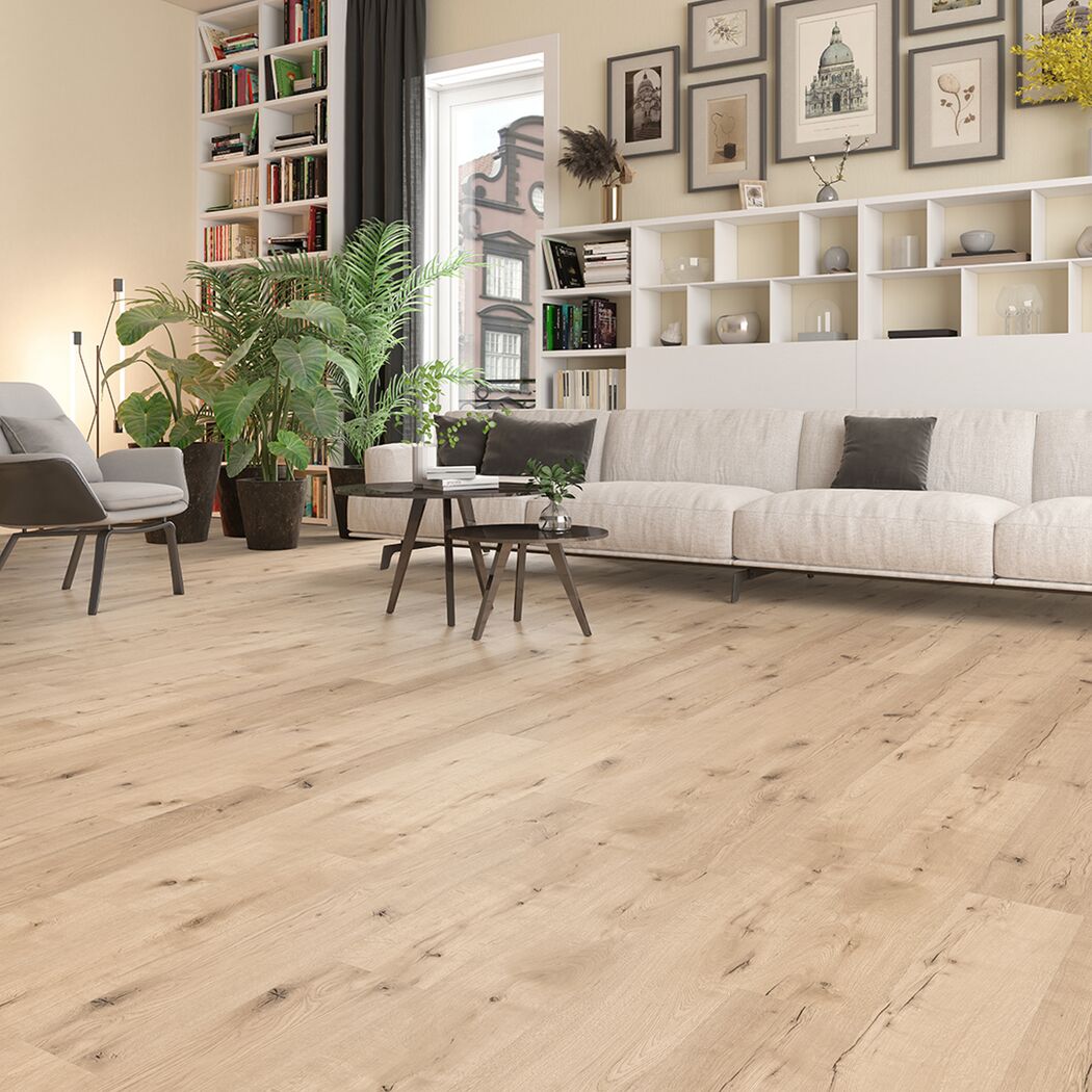 Vinylboden 'Green Vinyl' Eiche Rustic hellbraun 4 mm