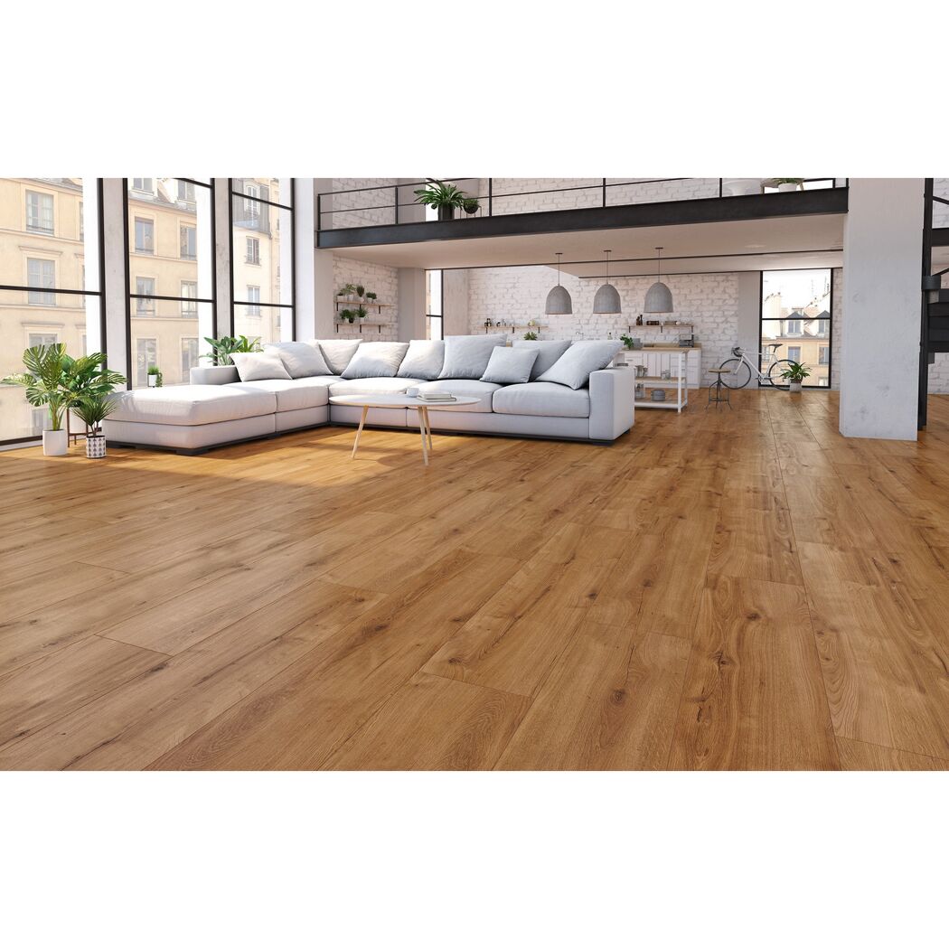 Wohnzimmer mit Laminat in Holzoptik