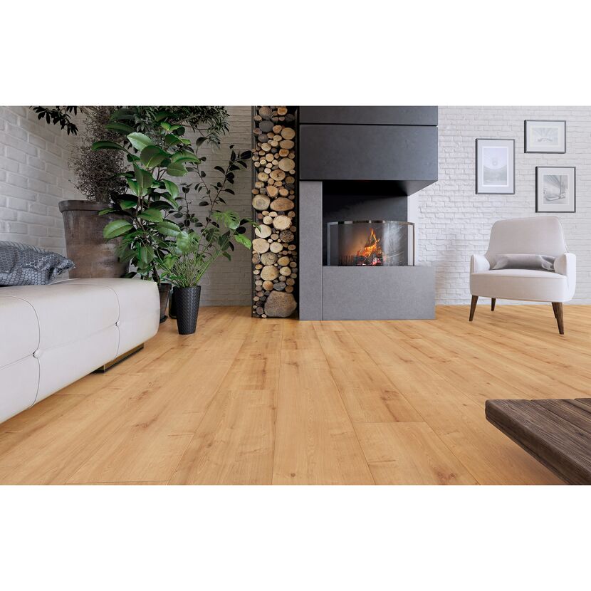 Laminat 'Mediterran XL WR' Burlington Eiche naturfarben wasserresistent 8 mm