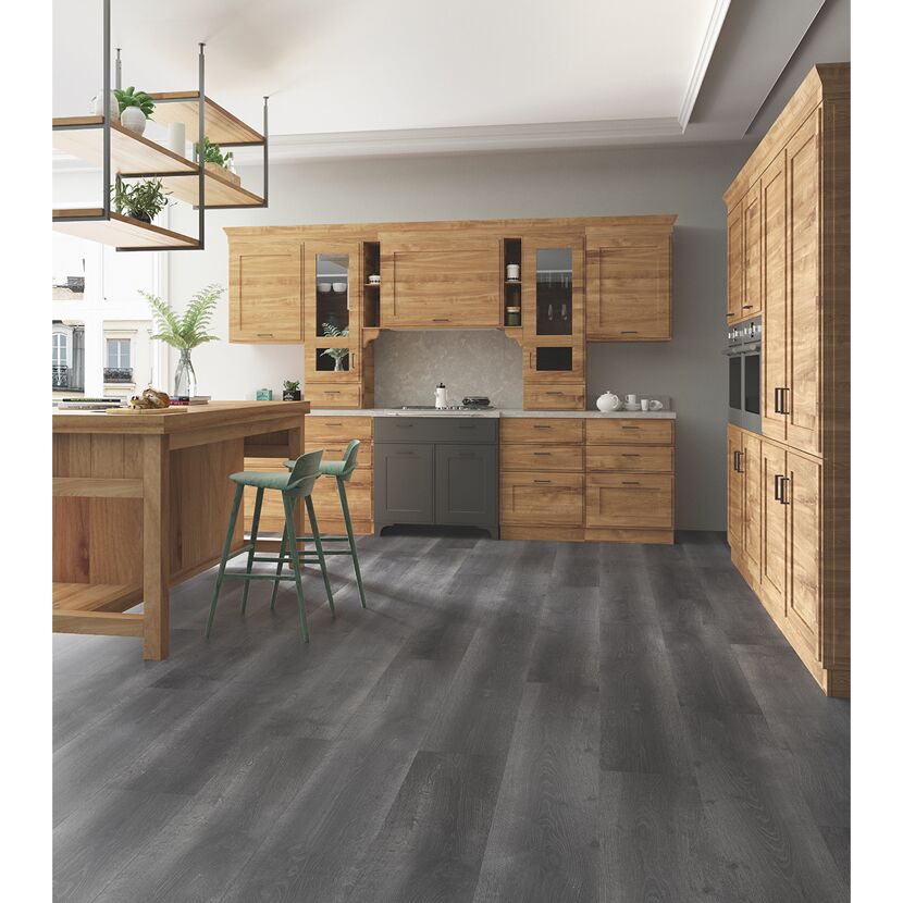 Laminat 'Savanne WR' Eiche naturfarben/anthrazit wasserresistent 8 mm