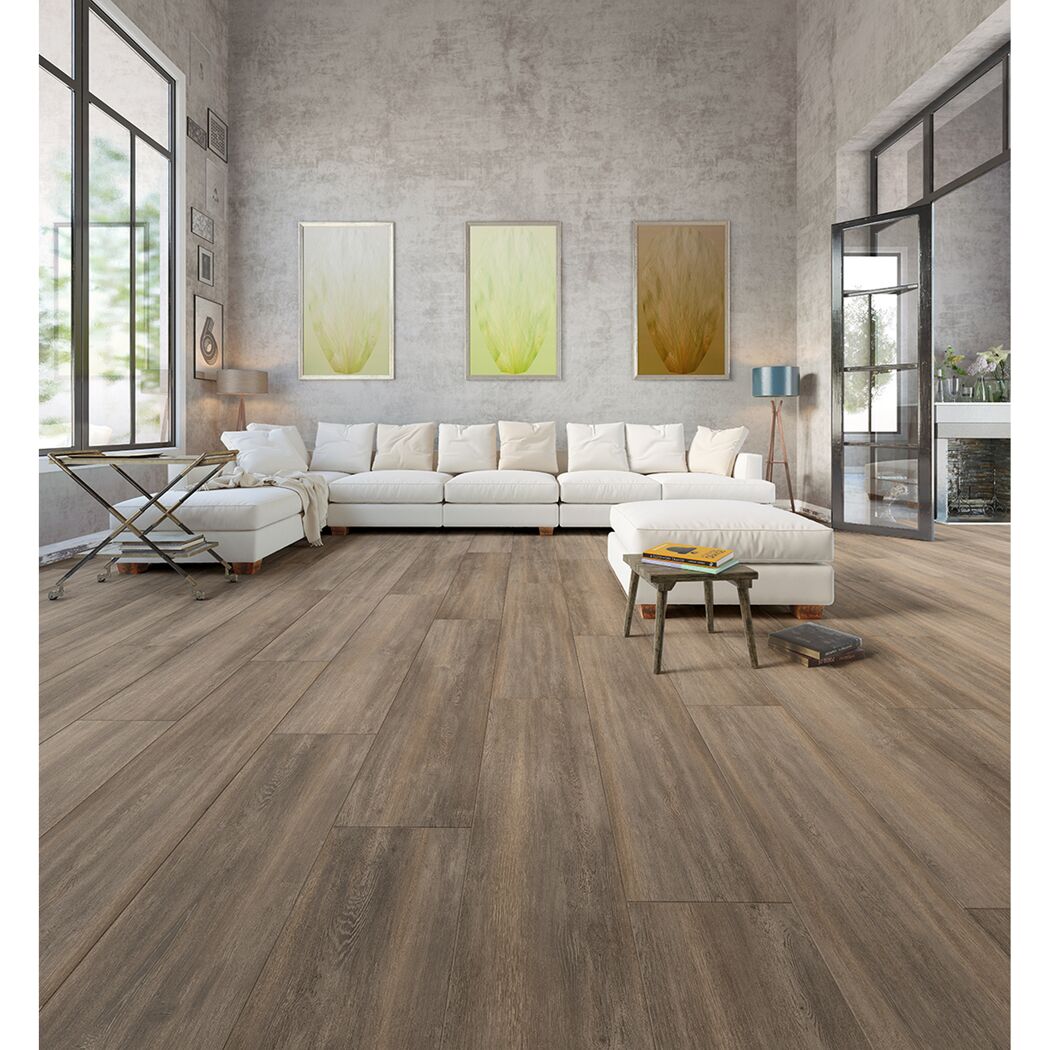 Wohnzimmer mit Laminat in Holzoptik