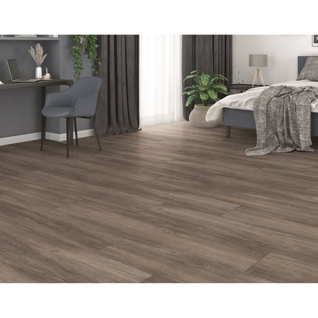 Schlafzimmer mit Laminat in Holzoptik