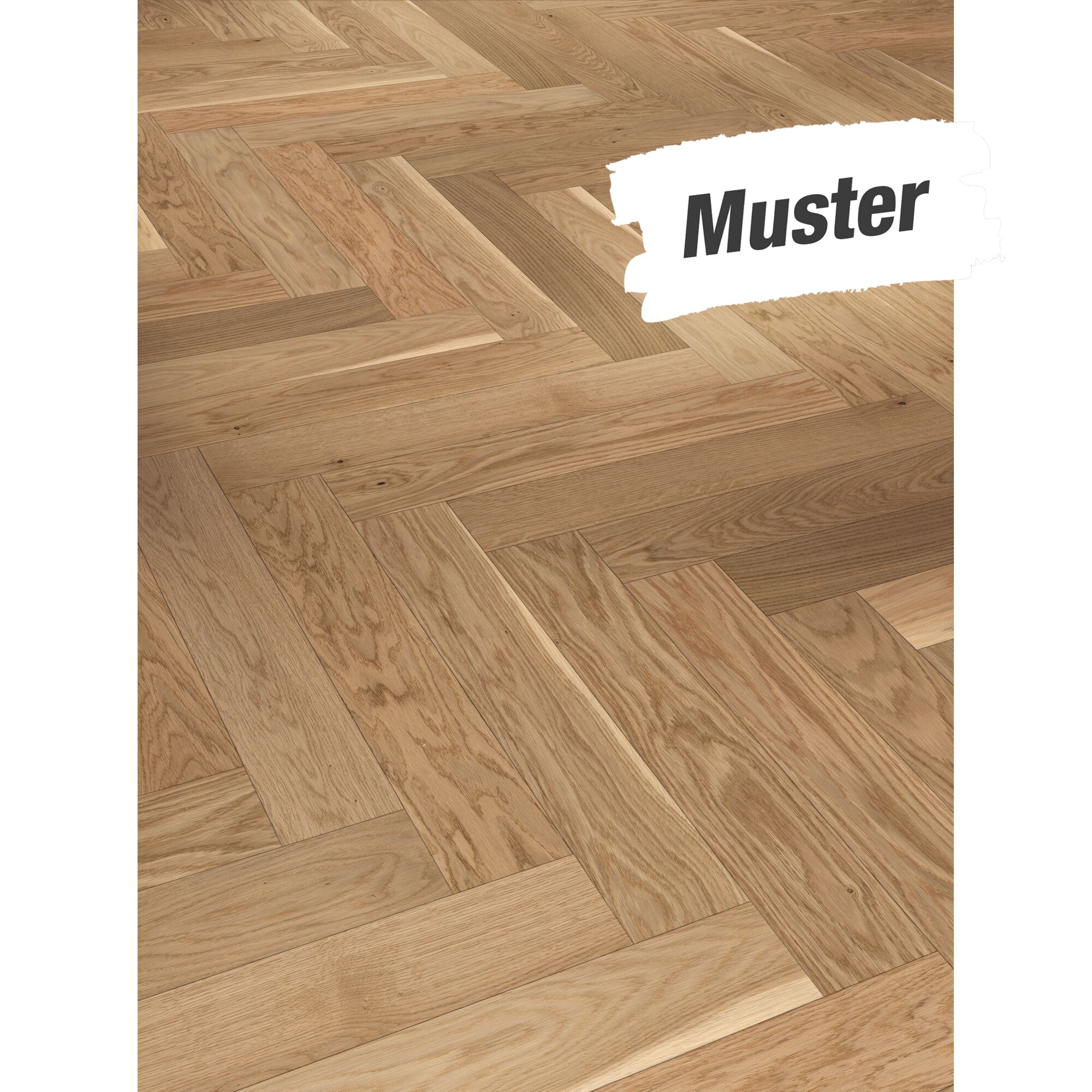 Heller Holzfußboden im Fischgrätmuster.