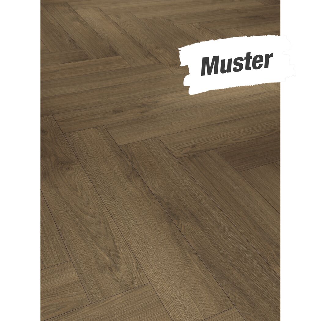 Dunkelbrauner Laminatboden, Fischgrätmuster