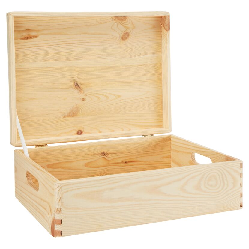 Offene Holzkiste aus Kiefernholz