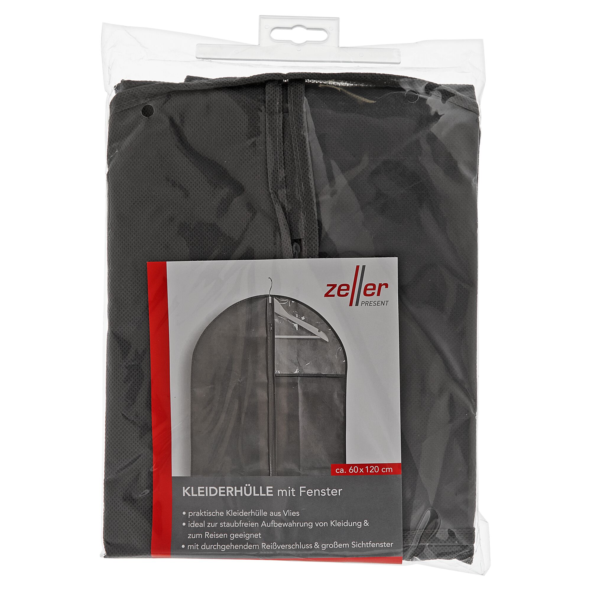 Schwarze Kleiderhülle von Zeller Present in Verpackung