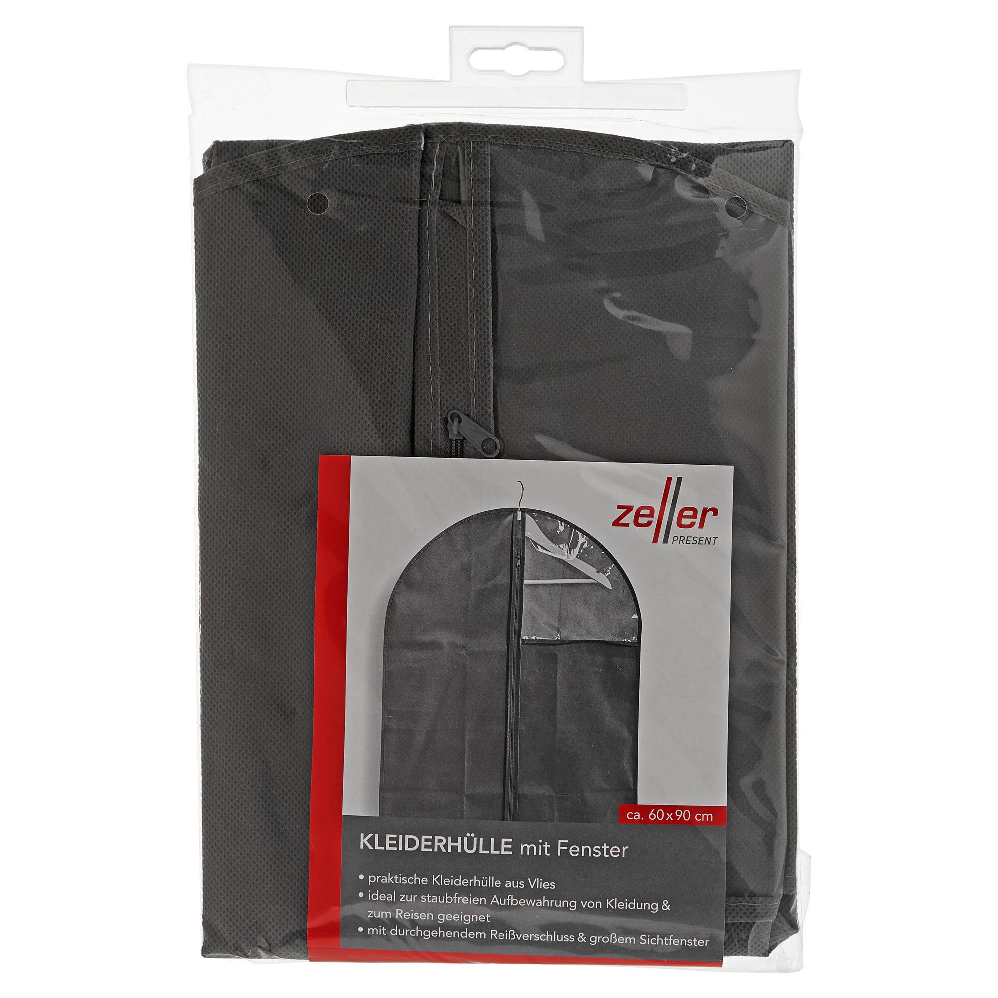 Schwarze Kleiderhülle in Plastikverpackung