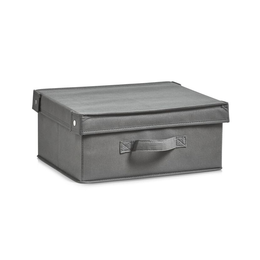 Graue Stoff-Aufbewahrungsbox mit Deckel
