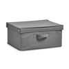 Graue Stoff-Aufbewahrungsbox mit Deckel und Griff