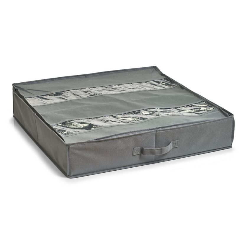 Graue Schuhaufbewahrungsbox mit transparentem Deckel