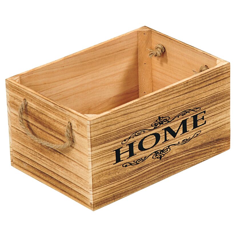 Holzkiste mit Aufschrift "HOME"