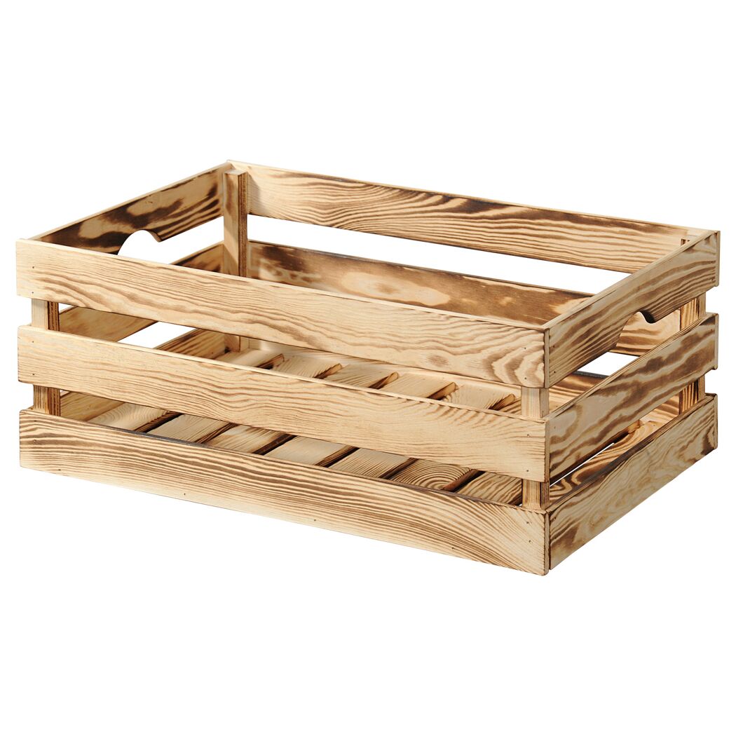 Holzkiste Kiefer FSC® geflammt  58,5 x 39 x 24 cm