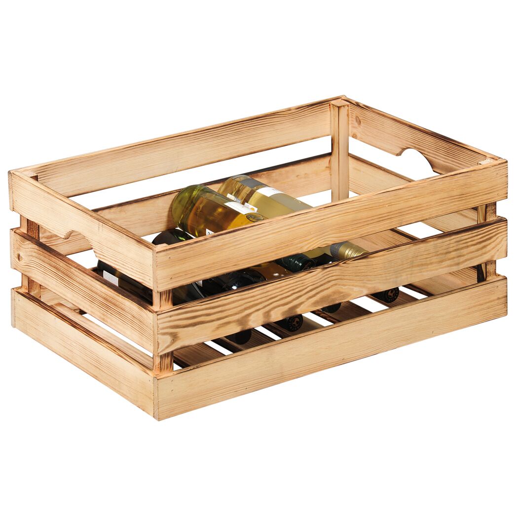 Holzkiste Kiefer FSC® geflammt  58,5 x 39 x 24 cm