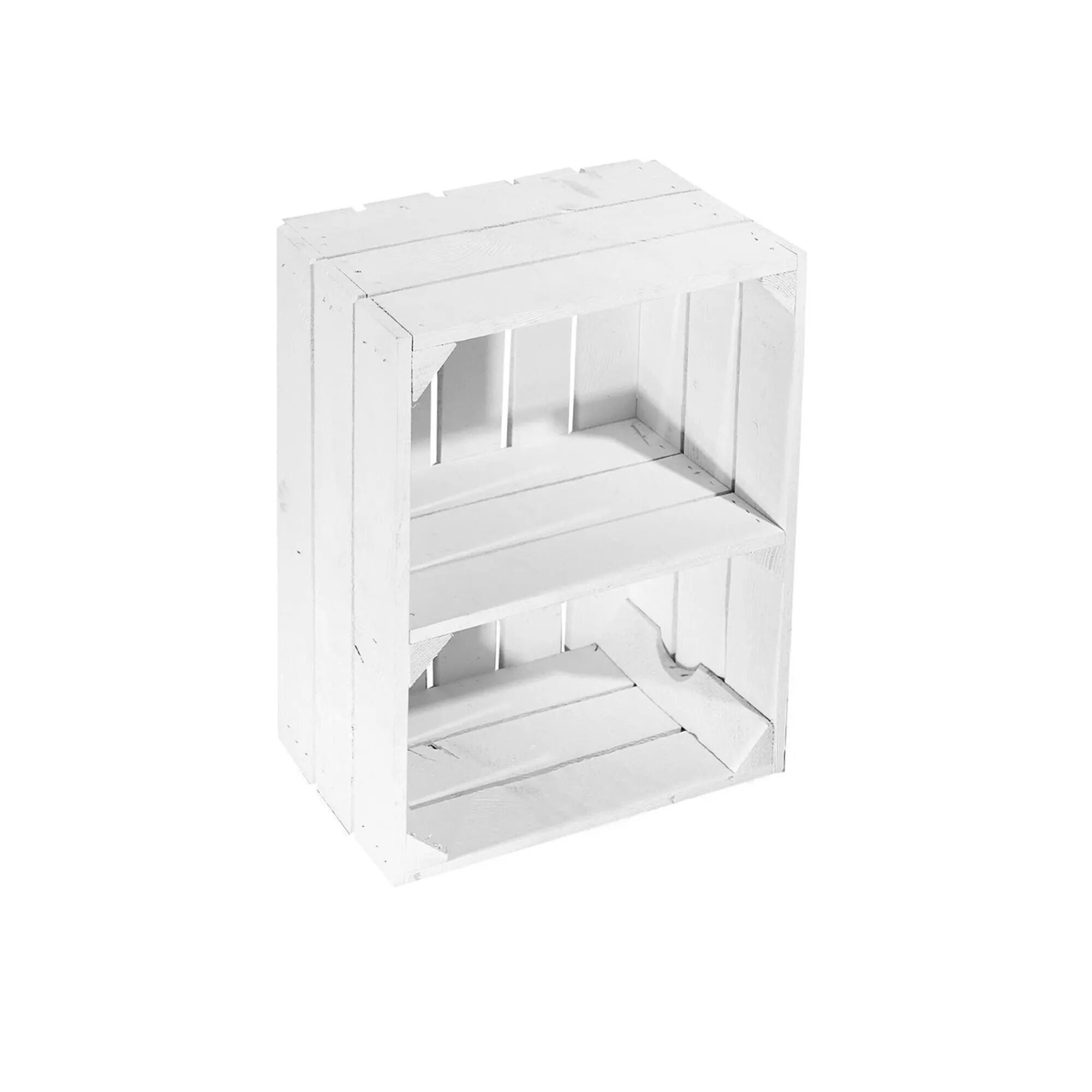 Weiße Holzkiste mit Zwischenboden