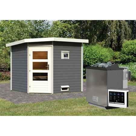 3. Bild von Saunahaus 'Helmi' terragrau 9 kW Bio-Ofen externe Steuerung, Kabel, Leuchte 231 x 231 x 226 cm