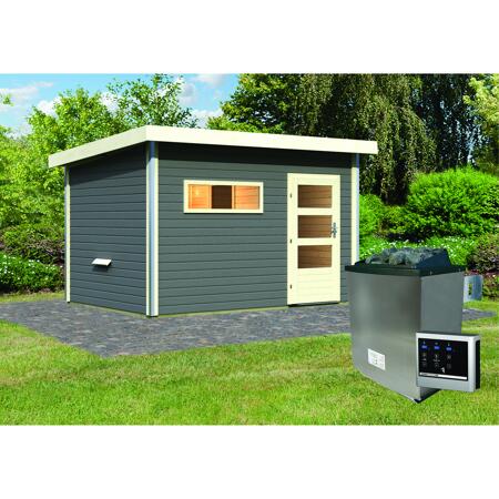 3. Bild von Saunahaus 'Veeti ' terragrau 9 kW Ofen externe Steuerung, Kabel, Leuchte 396 x 231 x 227 cm