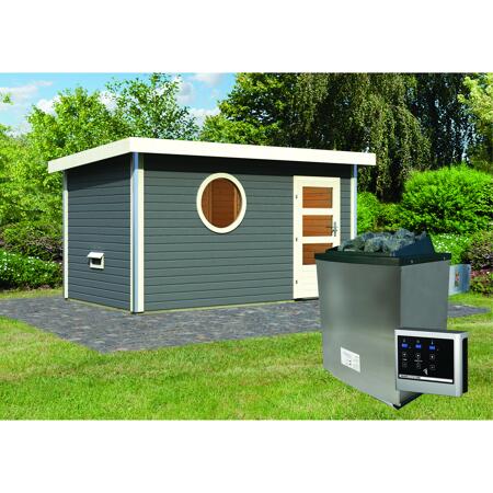 4. Bild von Saunahaus 'Veeti ' terragrau 9 kW Ofen externe Steuerung, Kabel, Leuchte 396 x 231 x 227 cm