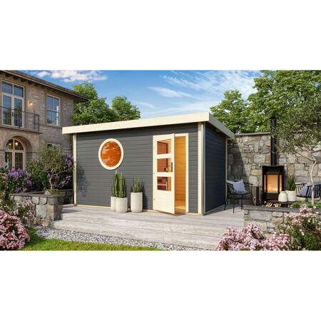2. Bild von Saunahaus 'Veeti ' terragrau 9 kW Bio-Ofen externe Steuerung, Kabel, Leuchte 396 x 231 x 227 cm