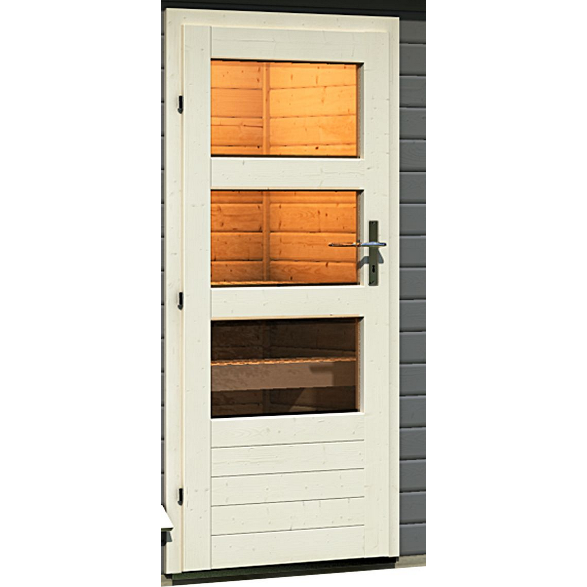 Saunahaus 'Veeti ' terragrau 9 kW Bio-Ofen externe Steuerung, Kabel, Leuchte 396 x 231 x 227 cm + product picture