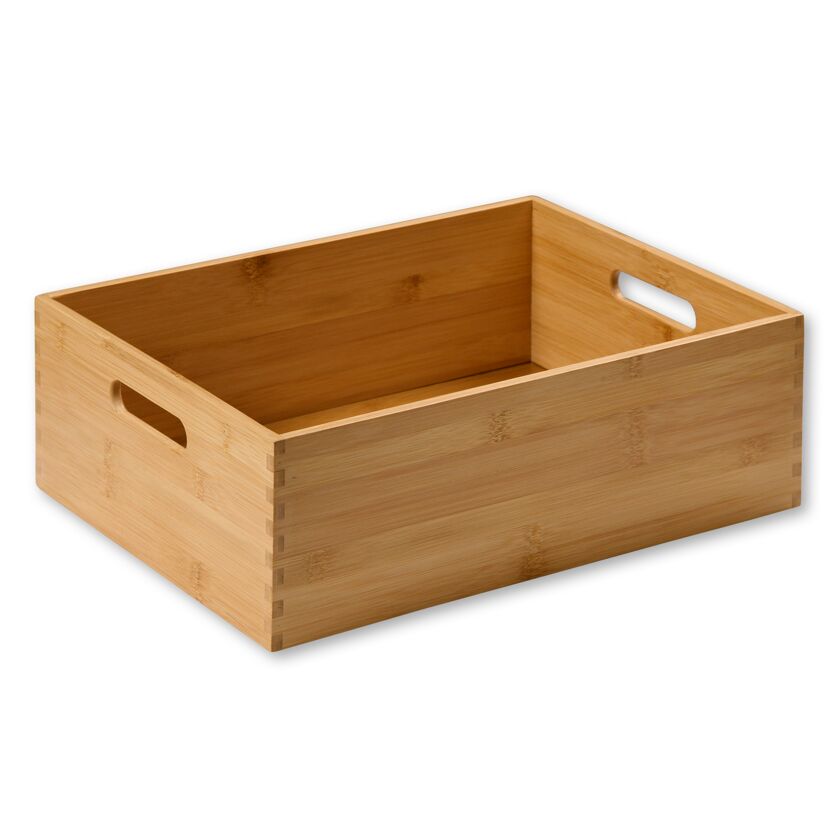 Leere Holzkiste aus Bambus.