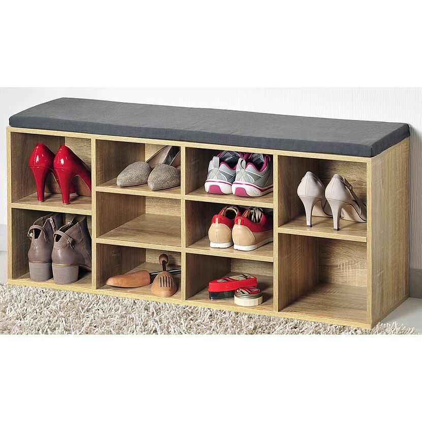 Schuhschrank braun 103,5 x 48 x 29,5cm mit Sitzkissen