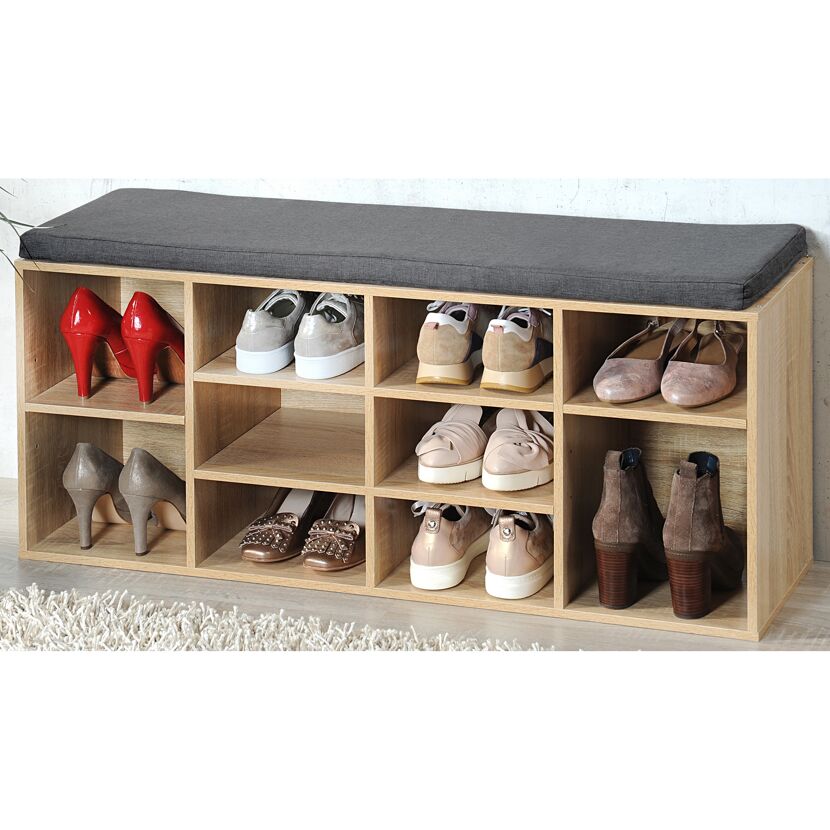 Schuhschrank braun 103,5 x 48 x 29,5cm mit Sitzkissen