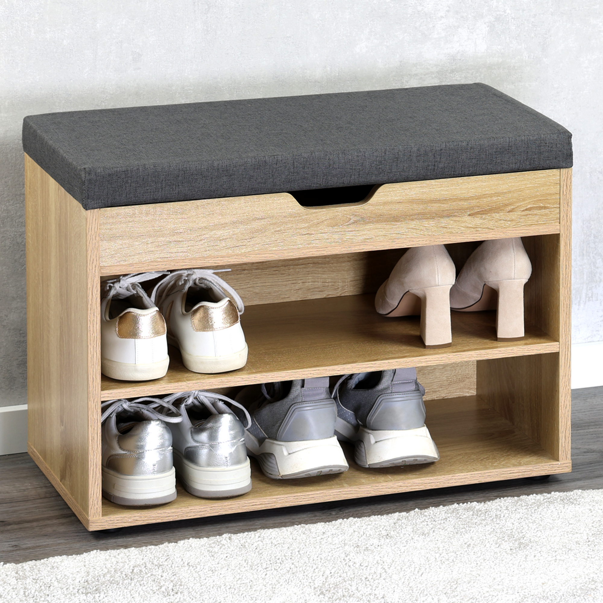 Schuhschrank braun 60 x 47 x 30 cm mit Sitzkissen