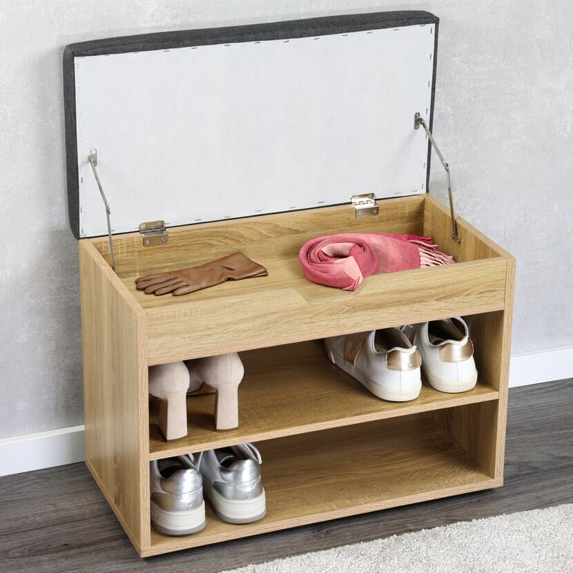 Schuhschrank braun 60 x 47 x 30 cm mit Sitzkissen