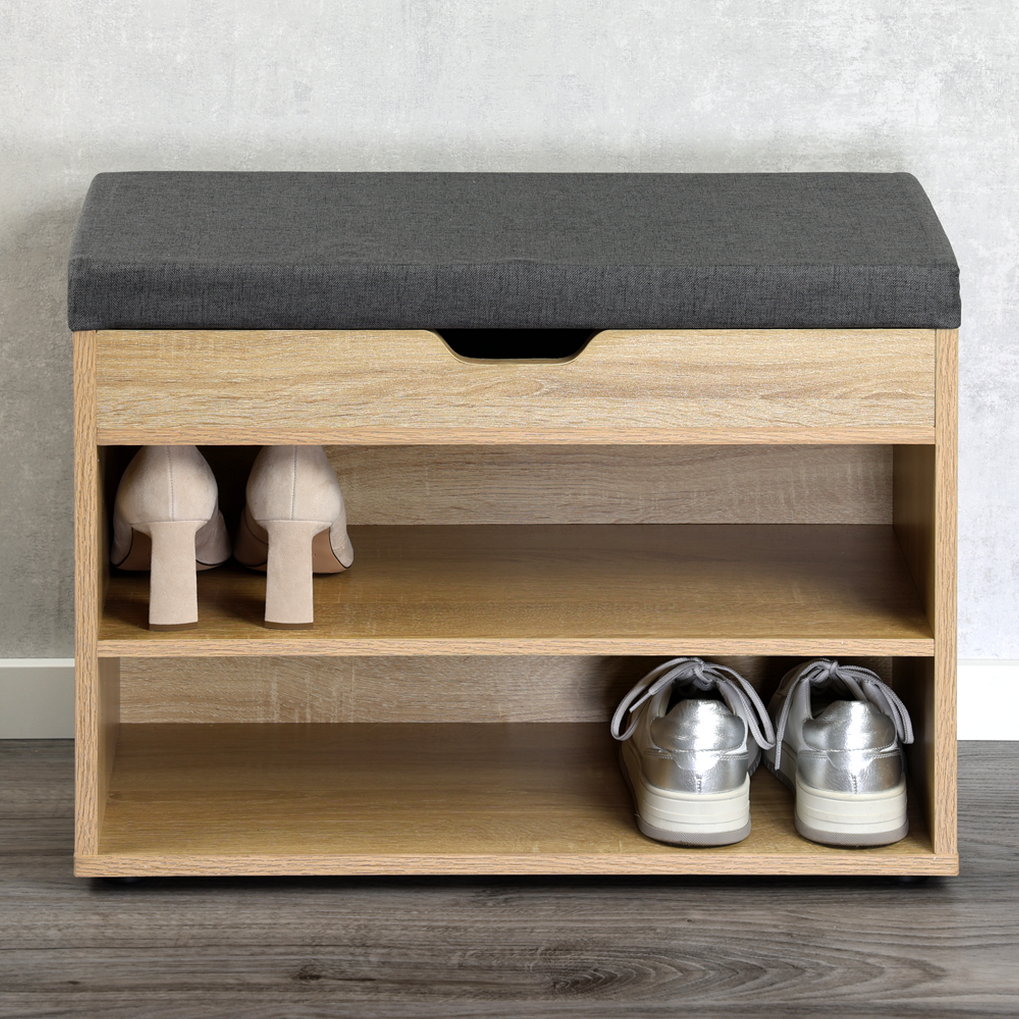 Schuhschrank braun 60 x 47 x 30 cm mit Sitzkissen