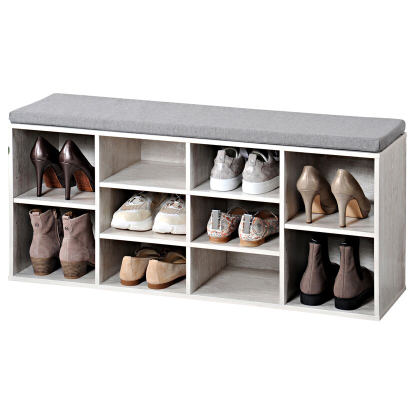 Schuhschrank weiß 103,5 x 48 x 29,5 cm mit Sitzkissen