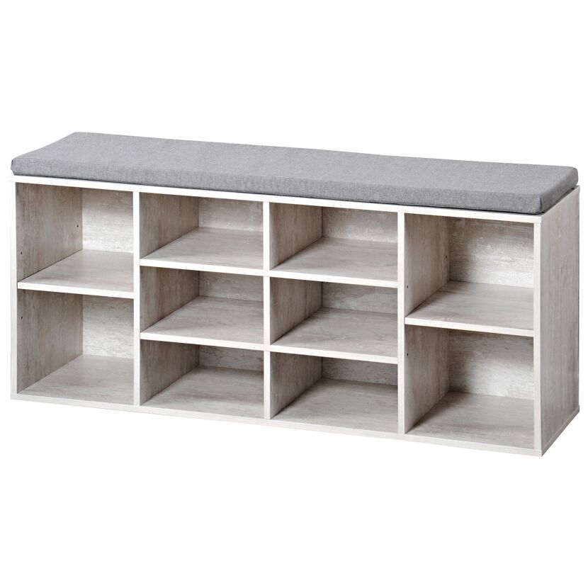 Schuhschrank weiß 103,5 x 48 x 29,5 cm mit Sitzkissen