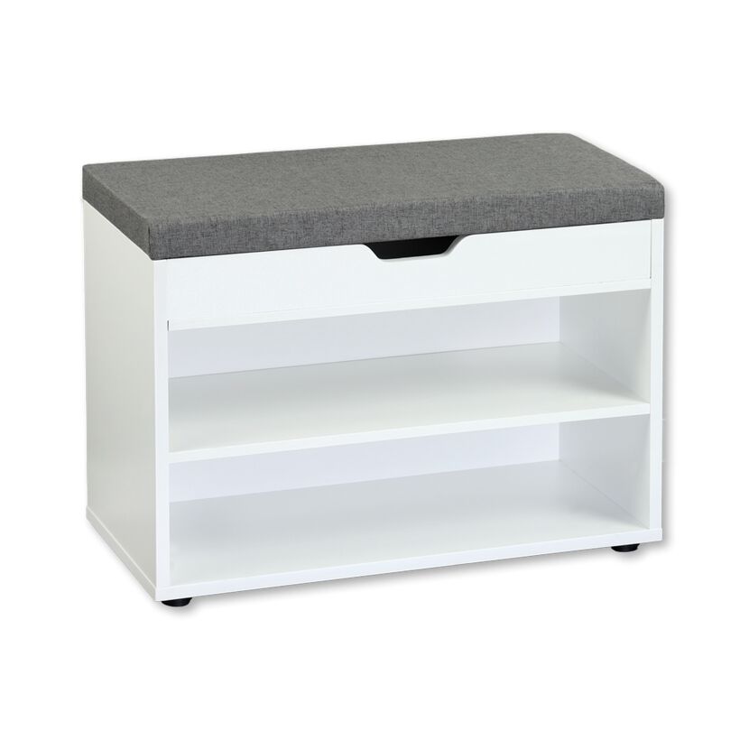 Schuhschrank mit Sitzkissen weiß 60 x 30 x 45 cm
