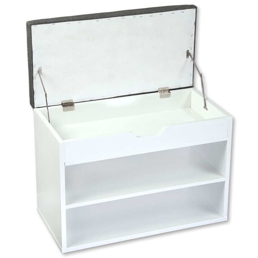Schuhschrank mit Sitzkissen weiß 60 x 30 x 45 cm