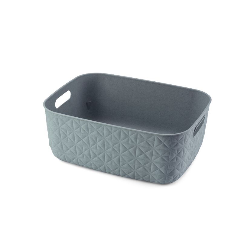 Grauer Korb mit geometrischem Muster