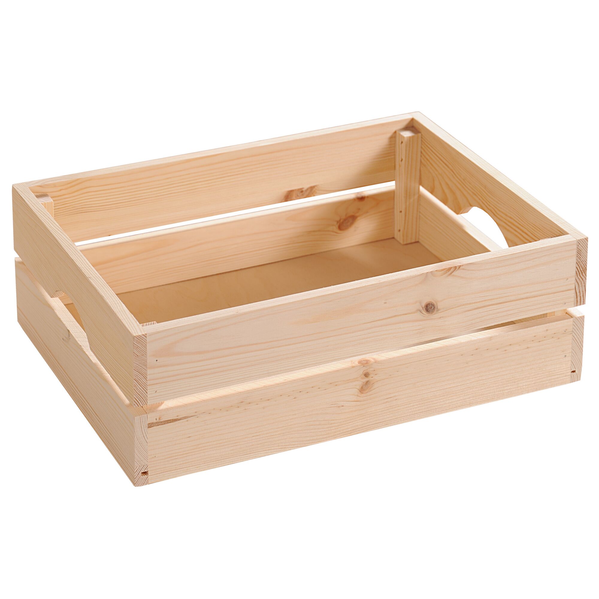 Leere Holzkiste mit Griffen