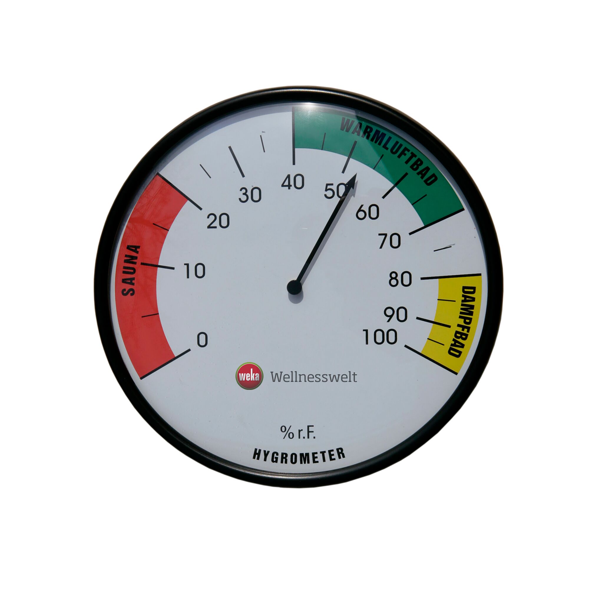Hygrometer mit Farbskala und Beschriftung