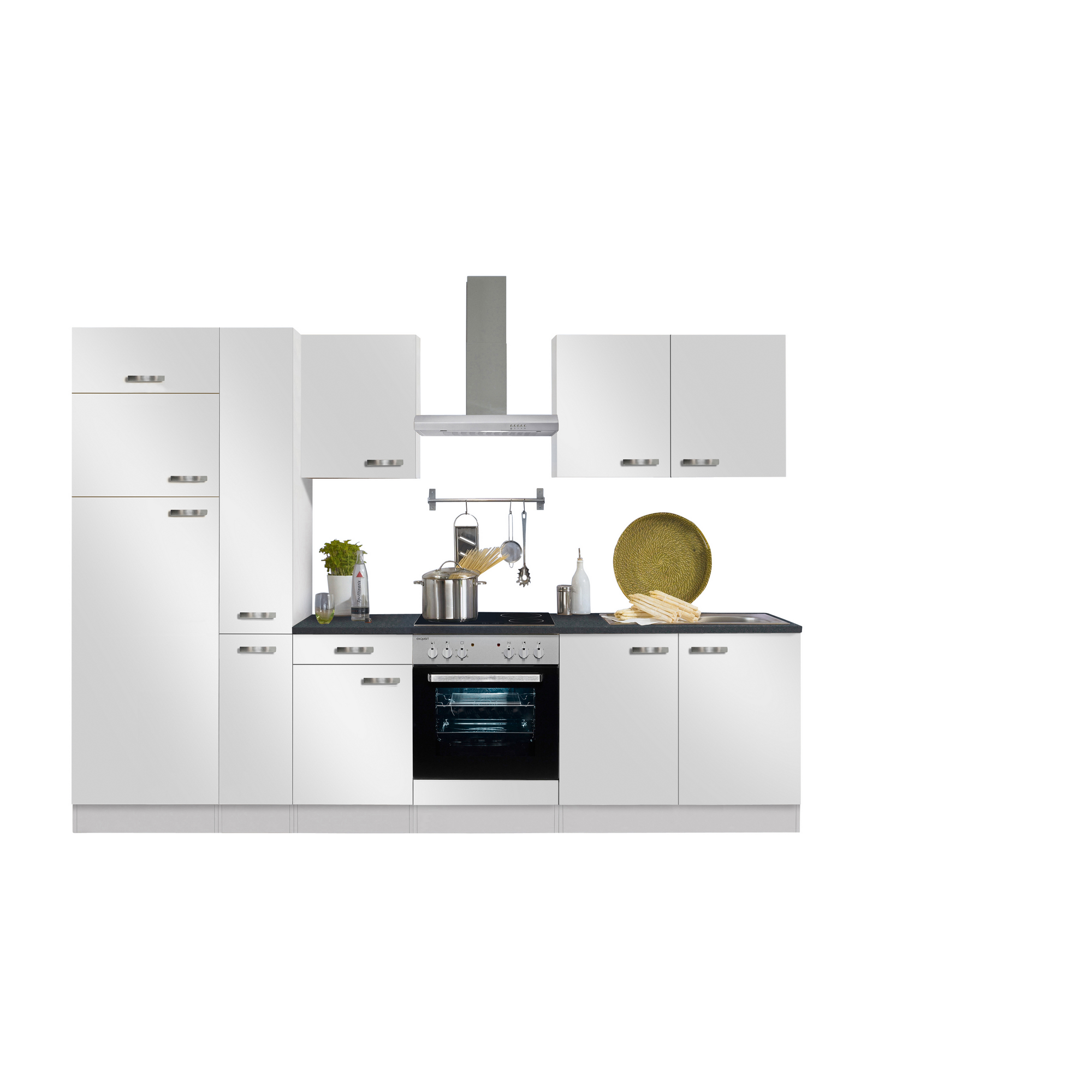 Küchenzeile mit E-Geräten 'OPTIkompakt Lagos' weiß/anthrazit 300 cm + product picture