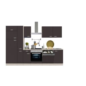Küchenzeile mit E-Geräten 'OPTIkompakt Faro' anthrazit/akaziefarben 300 cm