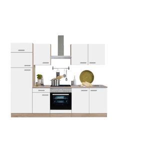 Küchenzeile mit E-Geräten 'OPTIkompakt Zamora' weiß/eichefarben 270 cm