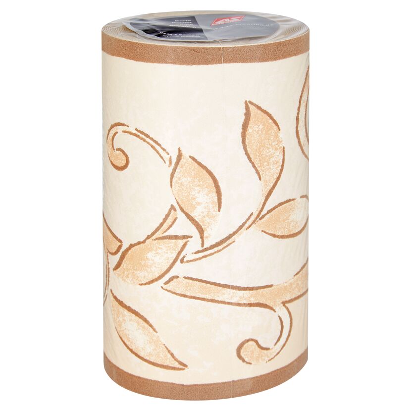 Beige-braune Vlies-Borte "Cappuccino" mit Rankenmuster