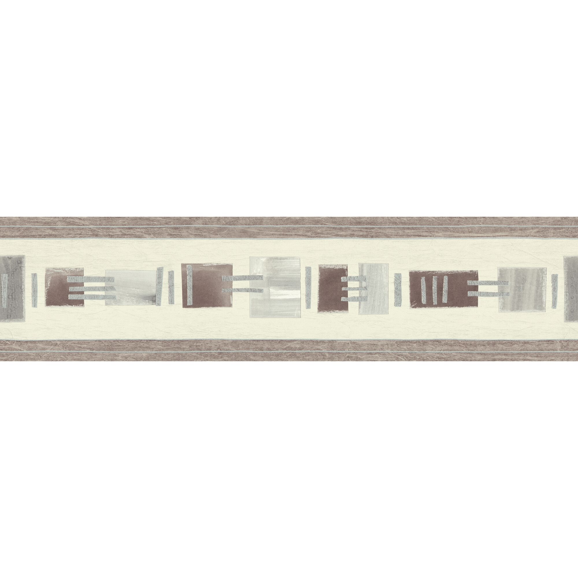 Bordüre mit grafischem Muster in Braun und Grau