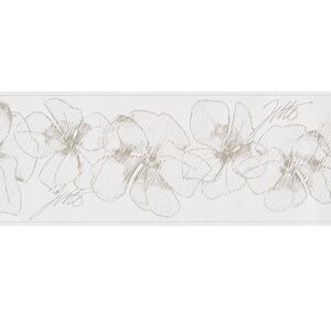 Vliesbordüre "Jette 3" Blumen grau/weiß 5 x 0,17 m