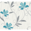 Papiertapete 'Simply White' Floral blau 0,53 x 10,05 m