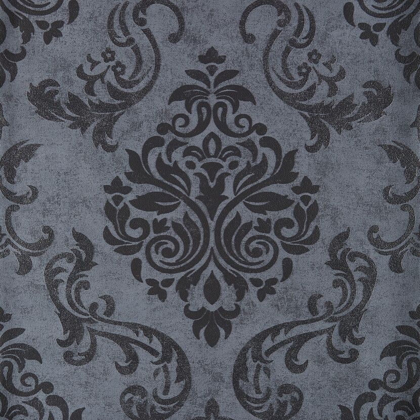 Schwarzes Ornament auf grauem Hintergrund