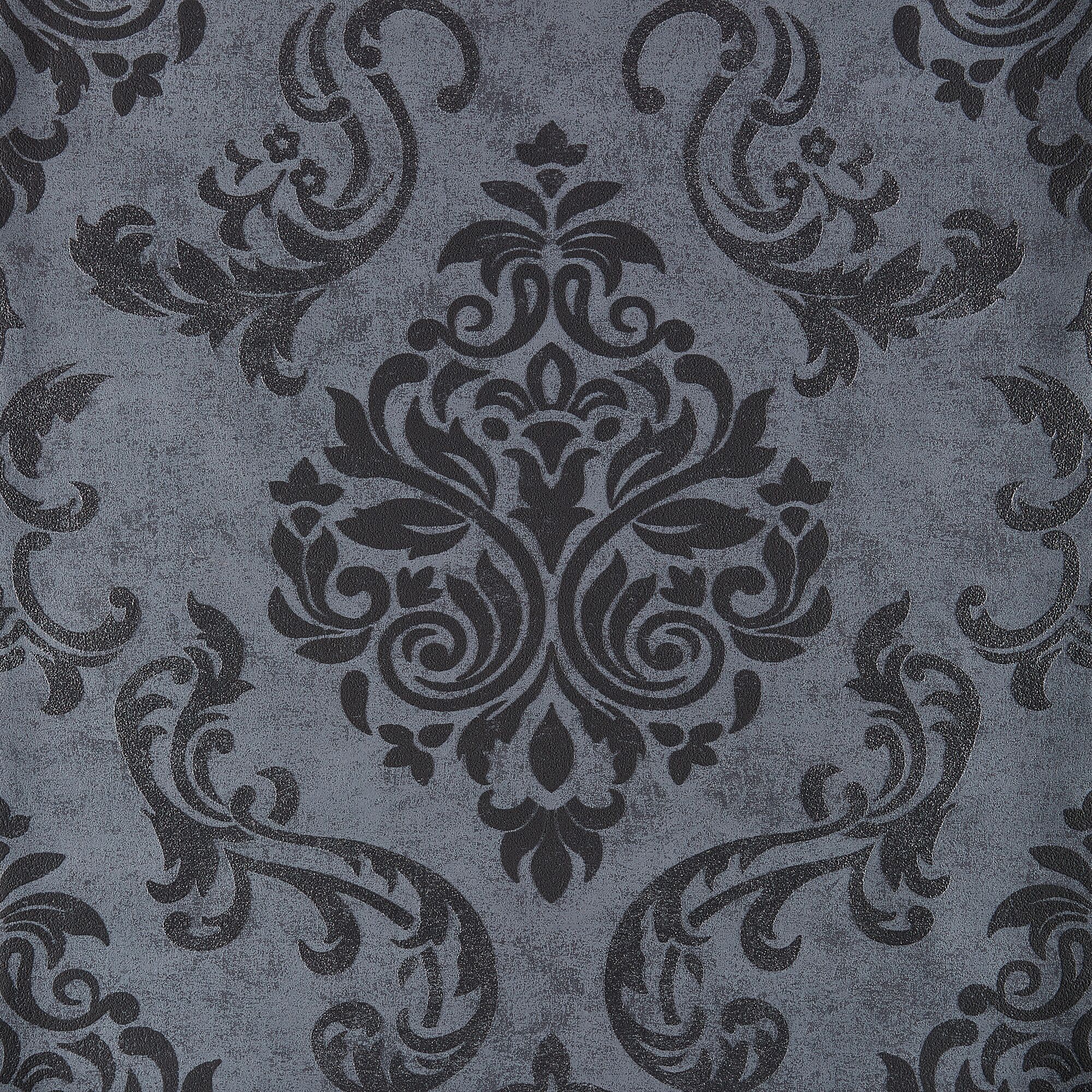 Schwarzes Ornament auf grauem Hintergrund