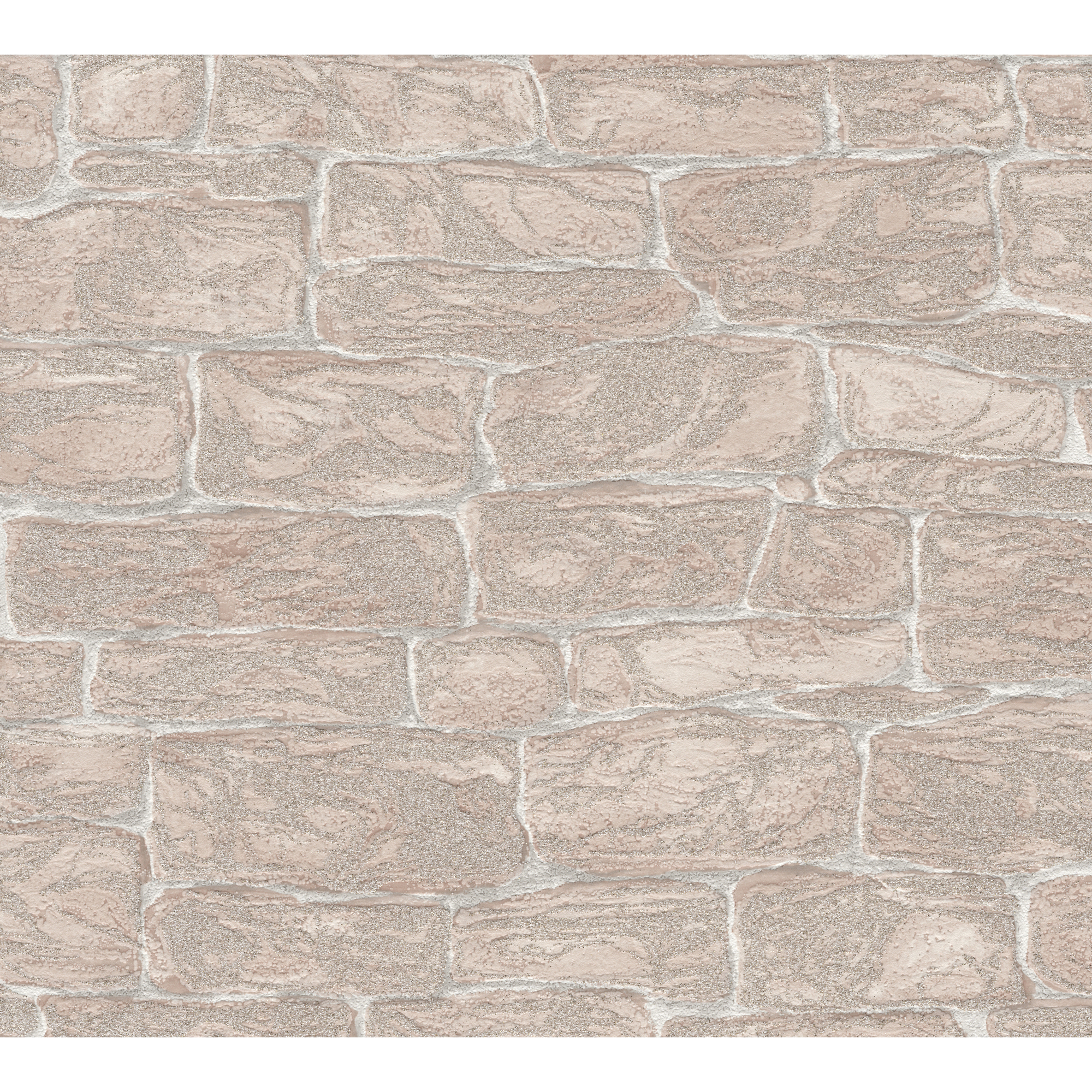 Papiertapete 'Adelaide' Mauer mit Glitzereffekt beige 0,53 x 10,05 m