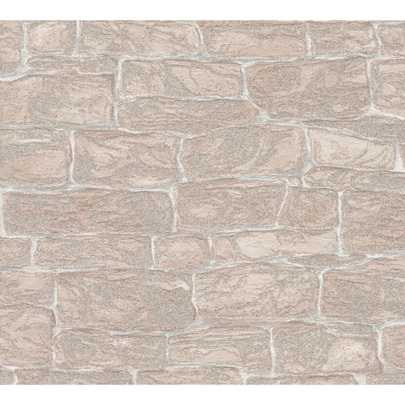 Strukturierte beige Steintapete mit Glitzer