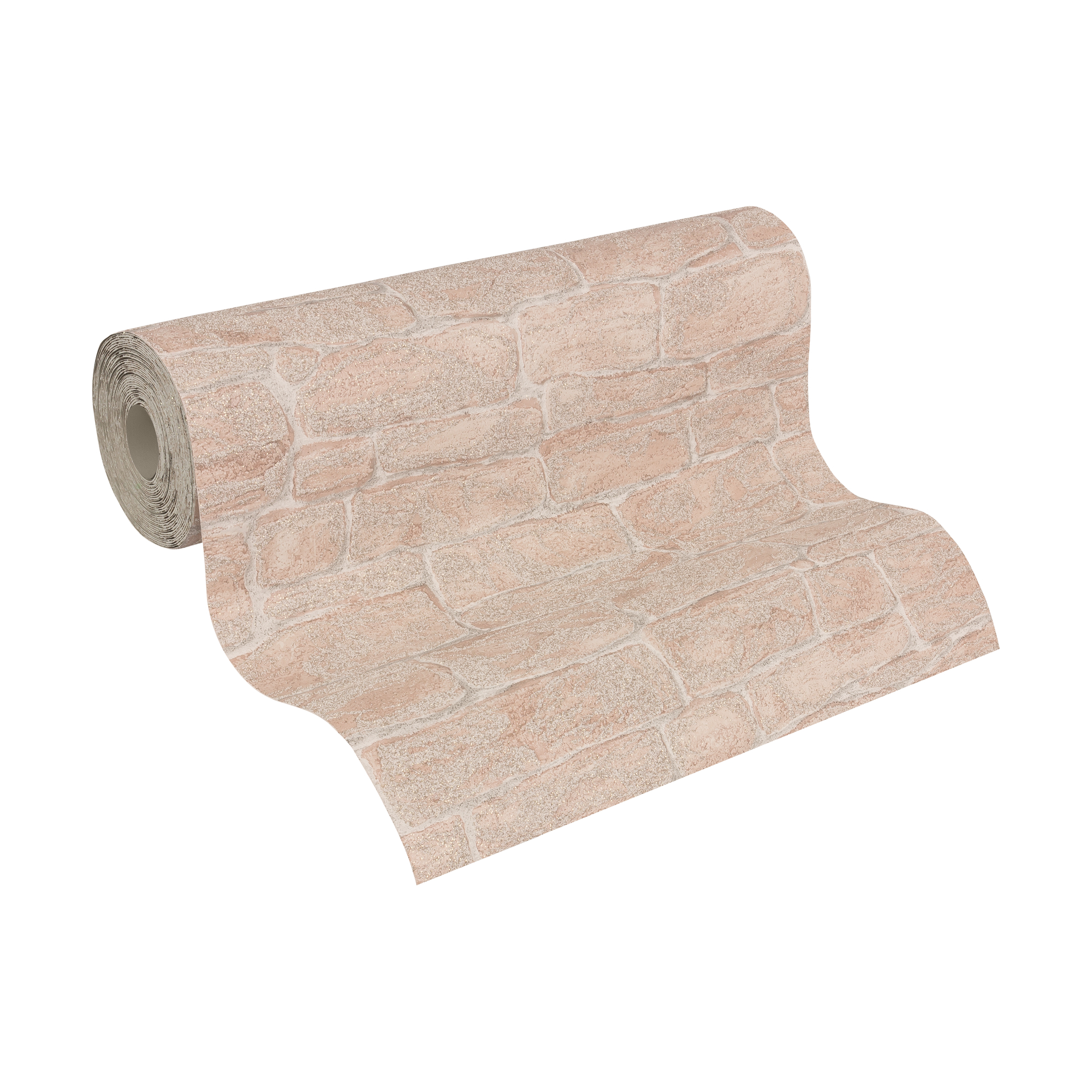 Papiertapete 'Adelaide' Mauer mit Glitzereffekt beige 0,53 x 10,05 m