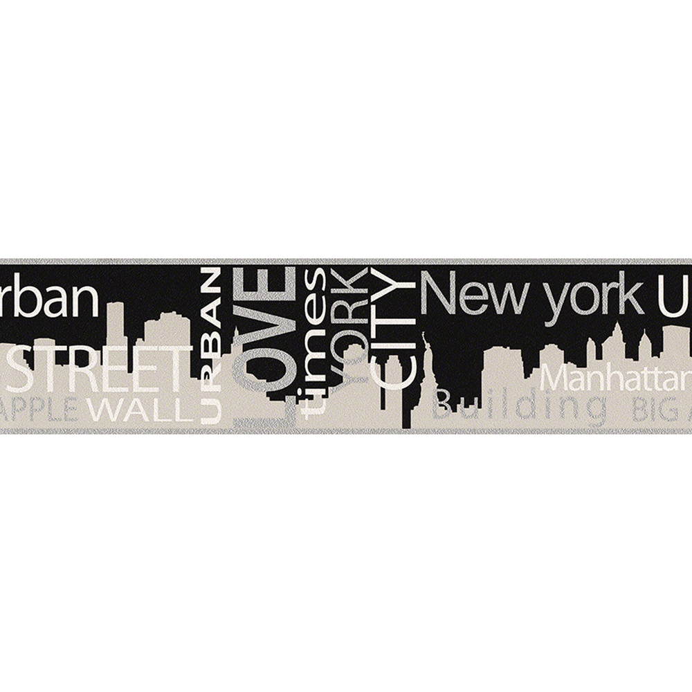 Bordüre "Boys & Girls 4" New York grau metallic schwarz 5 x 0,13 m + product picture
